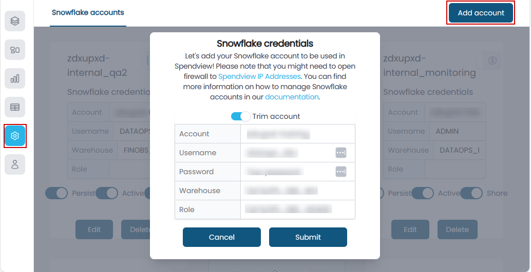 add snowflake account details !!shadow!!