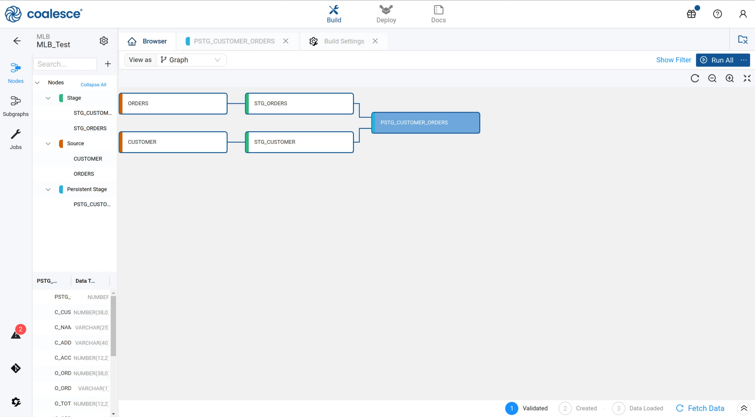 Coalesce Build UI - project browser view !!shadow!!