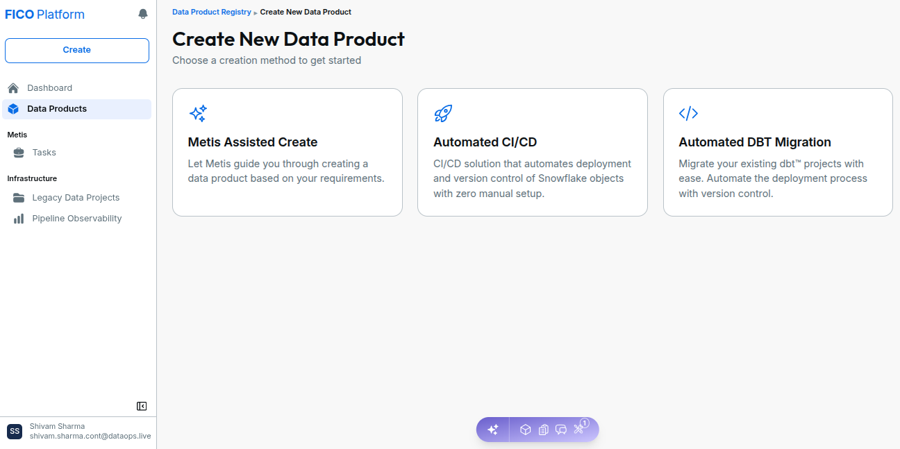 Create New Data Product !!shadow!!
