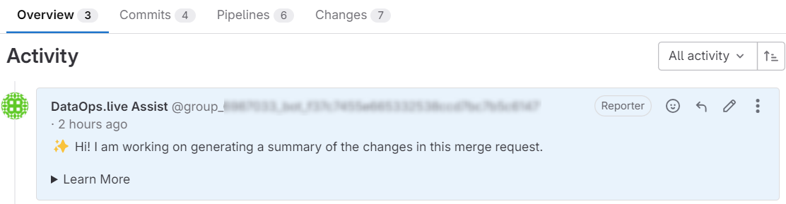 Initial DataOps AI assistant message for merge requests !!shadow!!