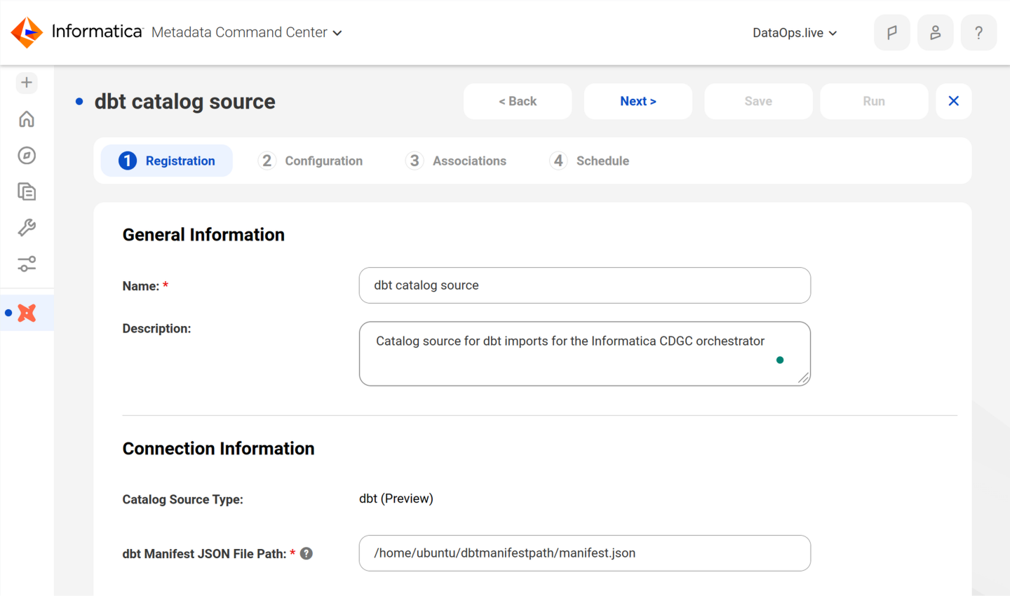 Informatica Metadata Command Center - dbt catalog source step 2 !!shadow!!