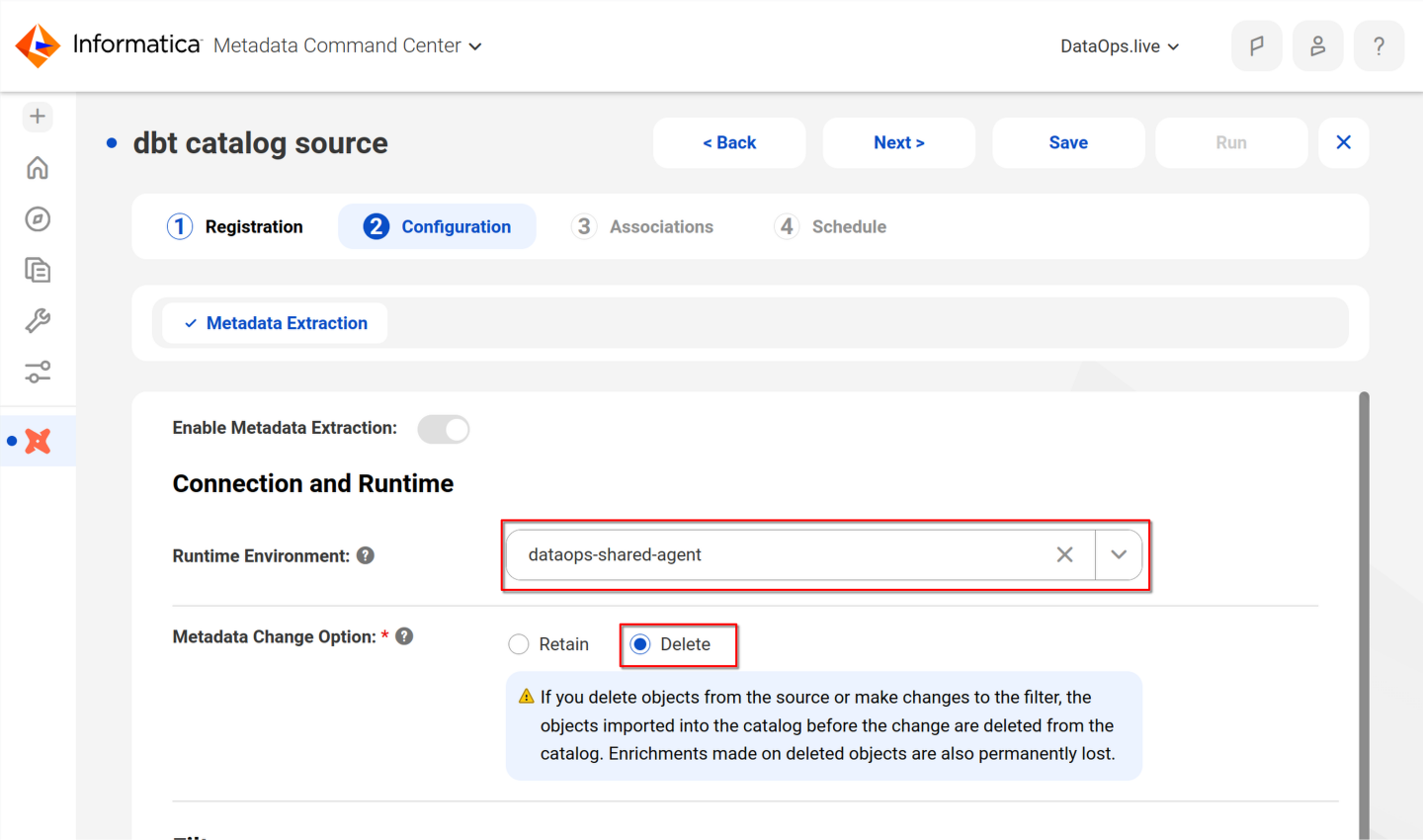 Informatica Metadata Command Center - dbt catalog sources step 3 !!shadow!!