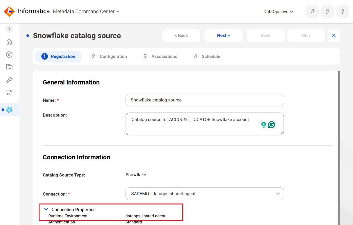 Informatica Metadata Command Center - Snowflake catalog source step 2 !!shadow!!