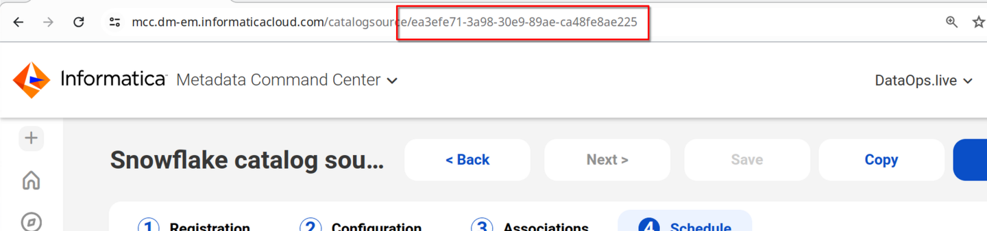 Informatica Metadata Command Center - Snowflake catalog source - capture id !!shadow!!