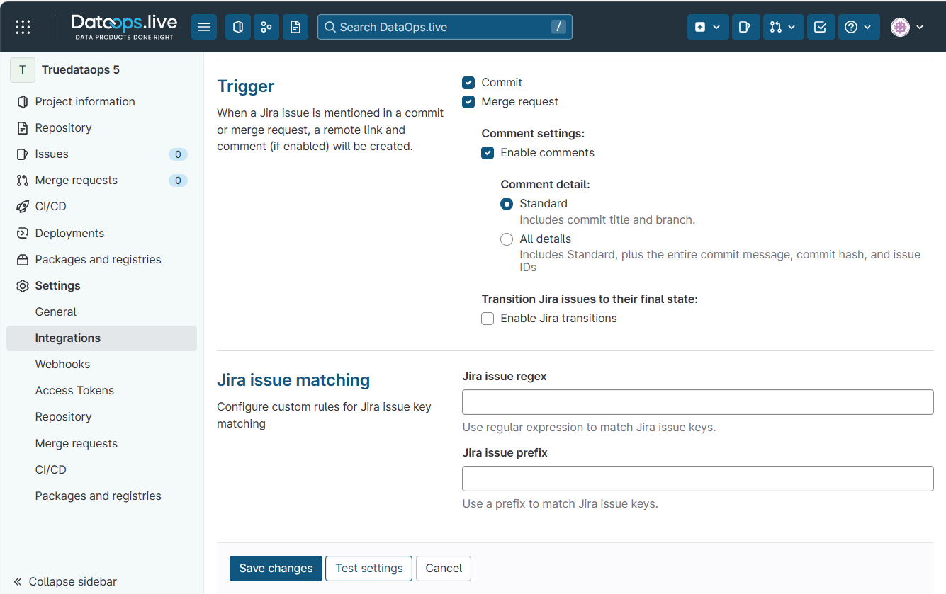 configure jira triggers to link project commits with jira instance !!shadow!!