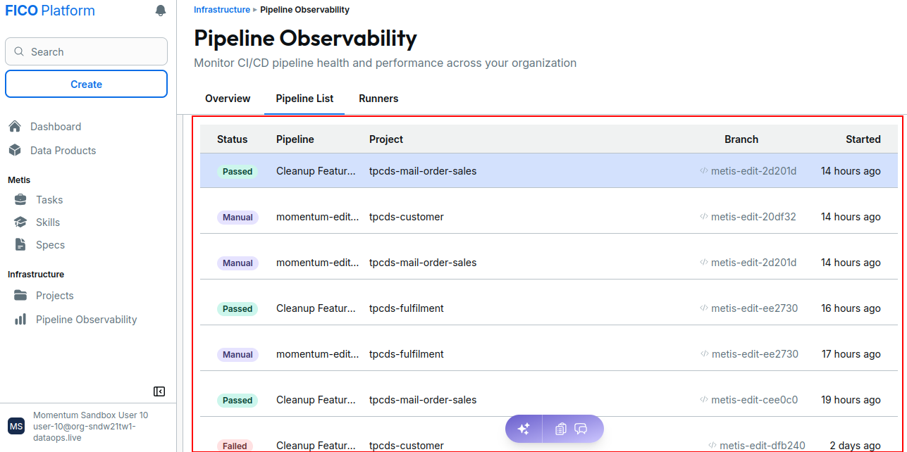 Pipeline list main section !!shadow!!