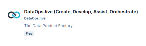 The DataOps.live app card in Snowflake Marketplace !!shadow!!