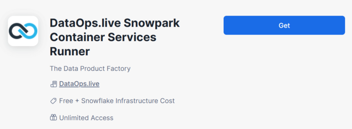 The DataOps.live app card in Snowflake Marketplace !!shadow!!