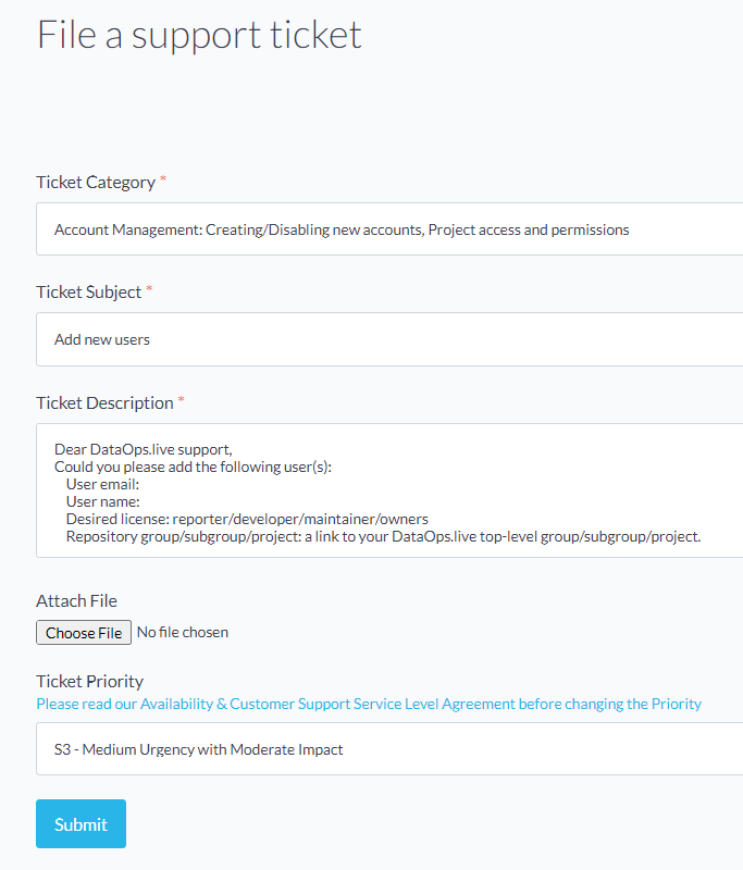 Create DataOps support ticket !!shadow!!